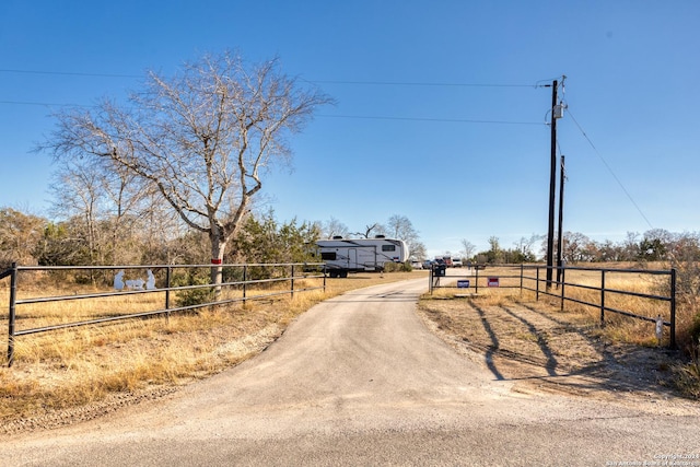 view of road featuring a rural view