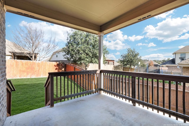 view of patio featuring a trampoline