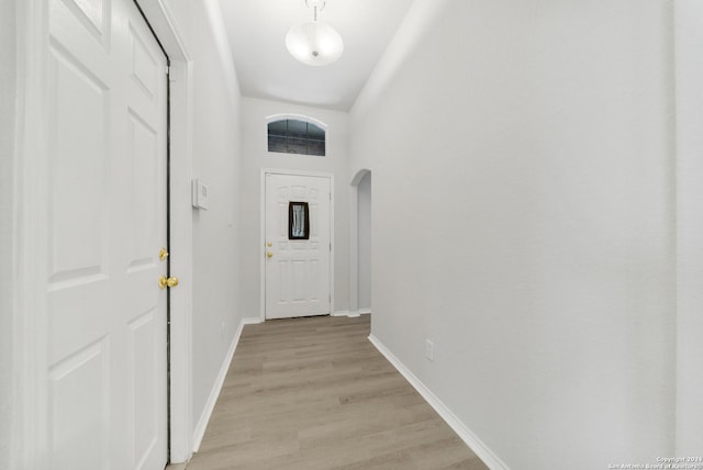 doorway to outside featuring light hardwood / wood-style flooring