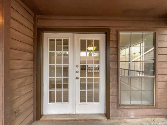 property entrance with french doors