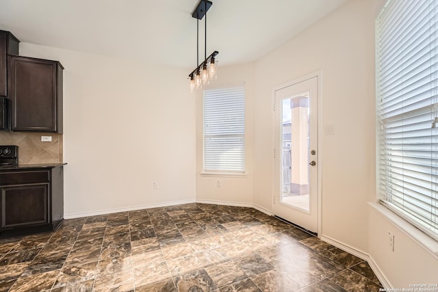 view of unfurnished dining area