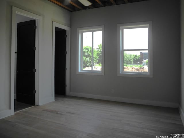 unfurnished room featuring light hardwood / wood-style floors