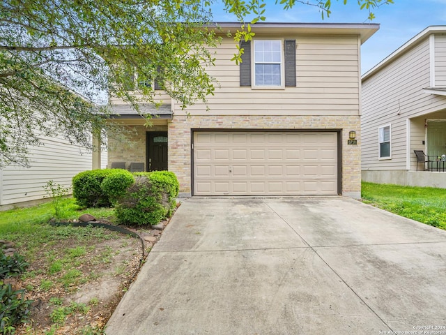 view of front property with a garage