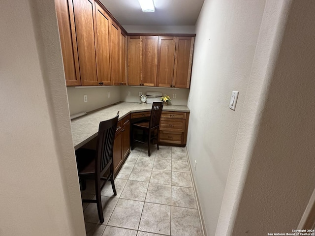 tiled office with built in desk