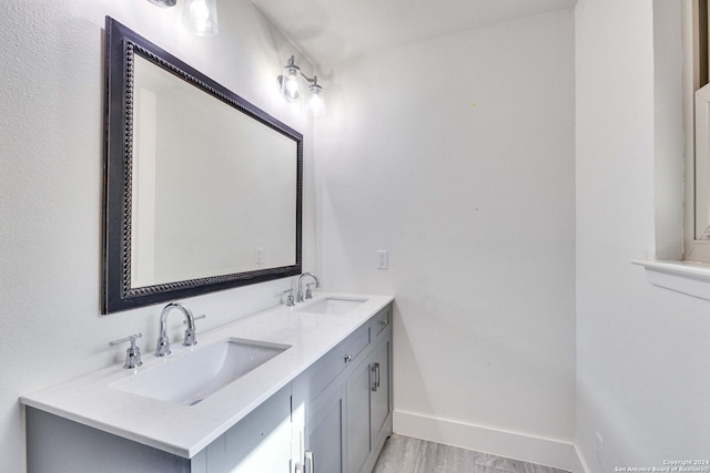 bathroom featuring vanity and wood-type flooring