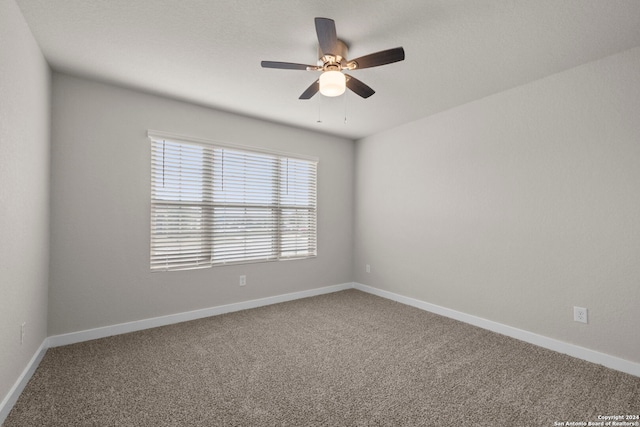 empty room featuring ceiling fan and carpet floors