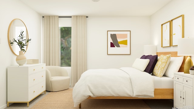 carpeted bedroom featuring multiple windows