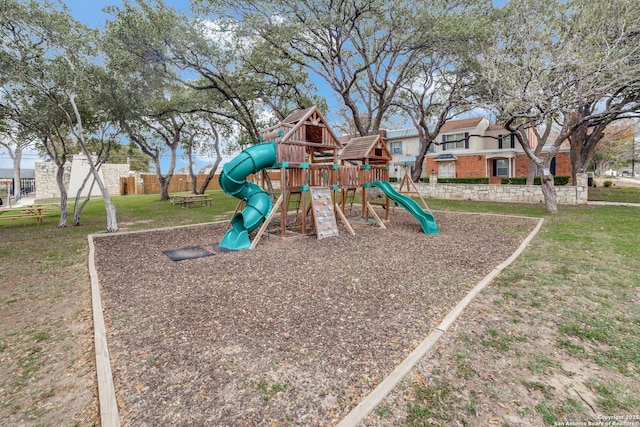 view of play area with a lawn