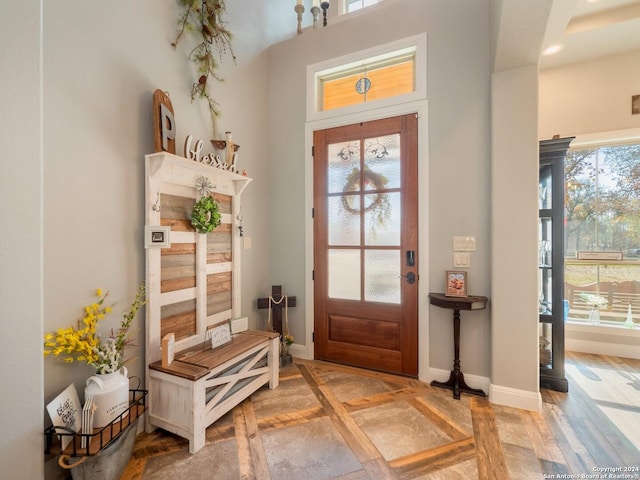 foyer with parquet floors