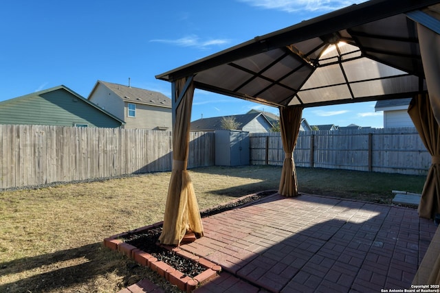 view of patio / terrace featuring a gazebo