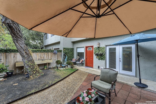 view of patio / terrace featuring french doors