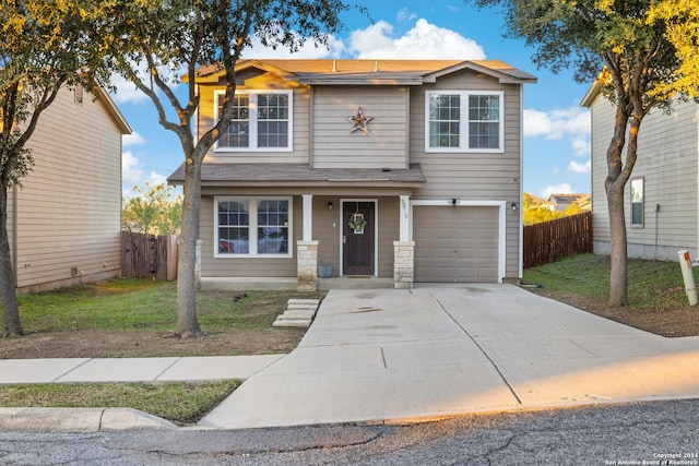 view of front of home with a garage