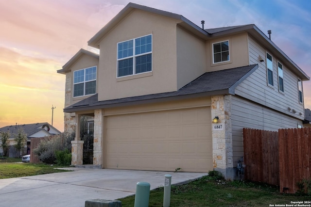 view of front facade with a garage