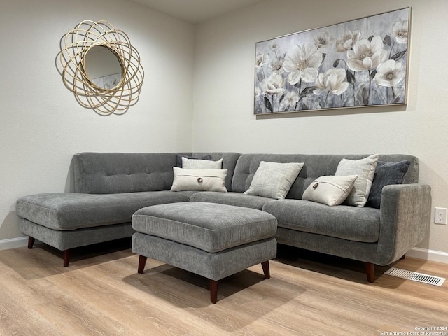 living room with hardwood / wood-style flooring