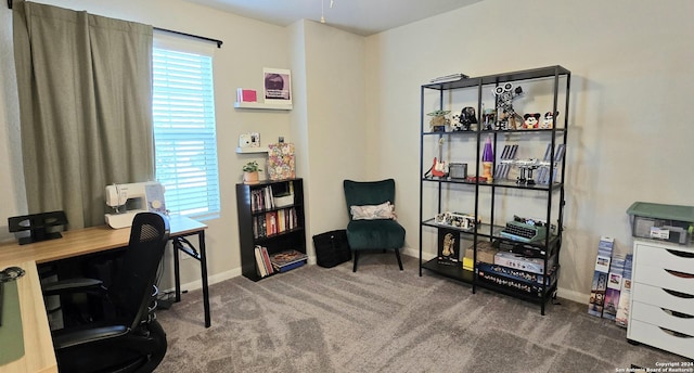 view of carpeted office space