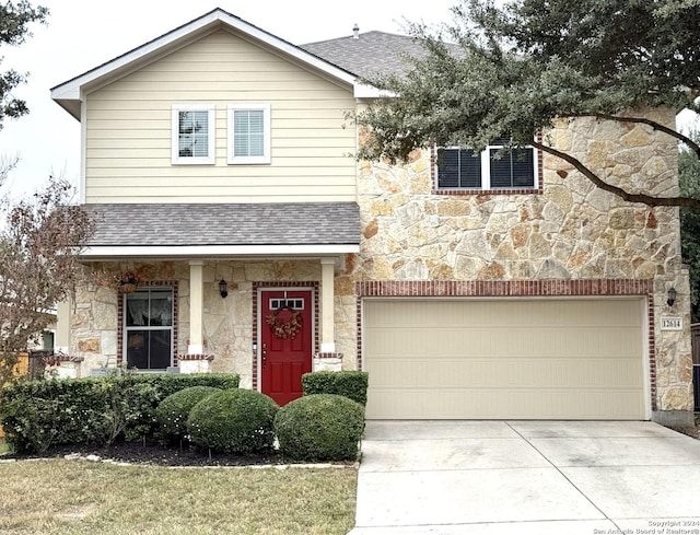 view of front of house with a garage