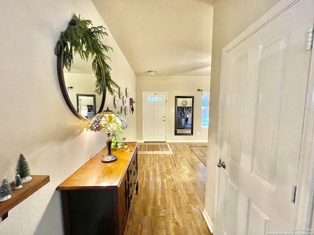 entrance foyer with light hardwood / wood-style floors