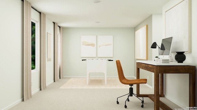 carpeted office with a wealth of natural light