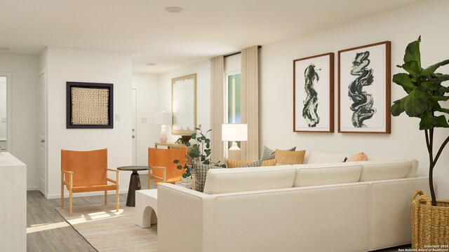 living room featuring light wood-type flooring