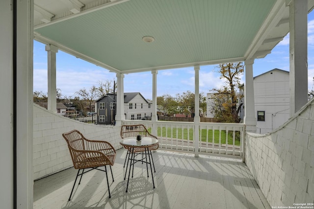 balcony featuring a porch