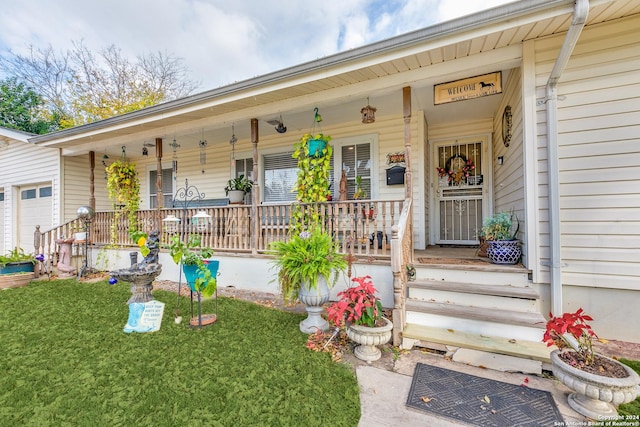 property entrance featuring covered porch