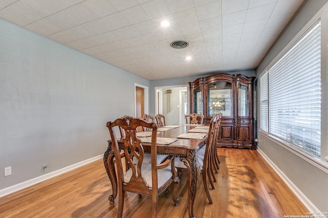 dining space featuring light hardwood / wood-style flooring