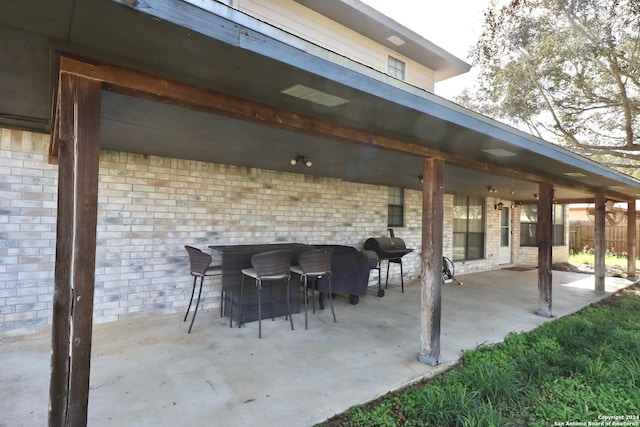 view of patio / terrace featuring a grill