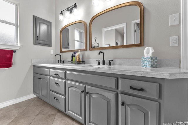 bathroom featuring tile patterned flooring and vanity