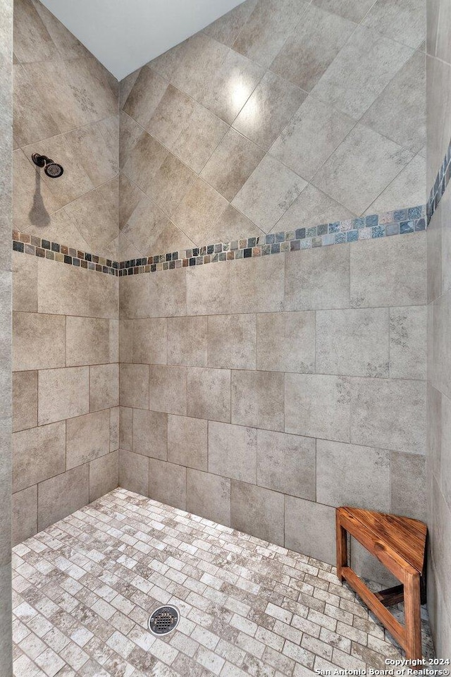 bathroom with a tile shower