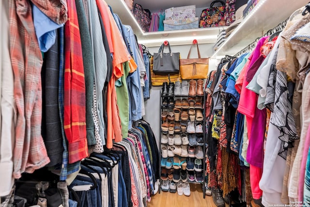 spacious closet featuring hardwood / wood-style floors