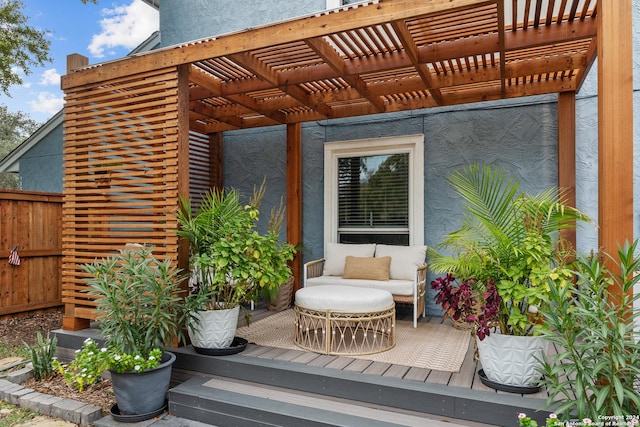 wooden deck with a pergola