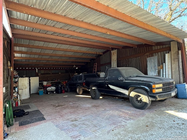 view of garage