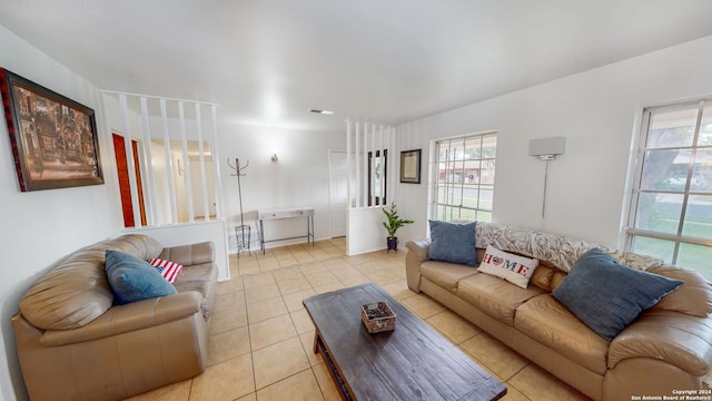 view of tiled living room