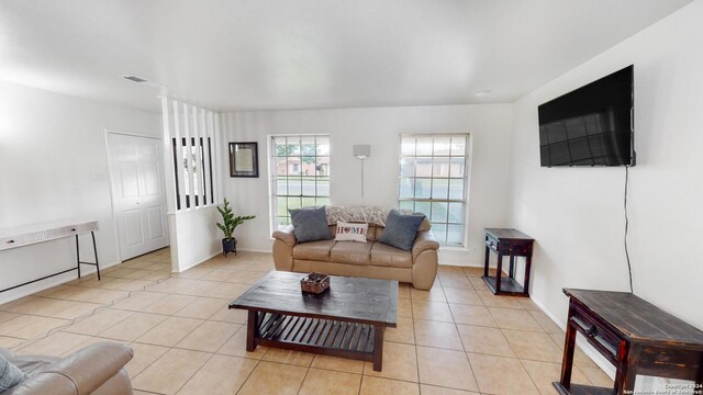 view of tiled living room