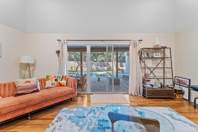 living room with hardwood / wood-style floors