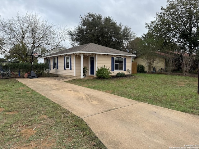 ranch-style house featuring a front yard