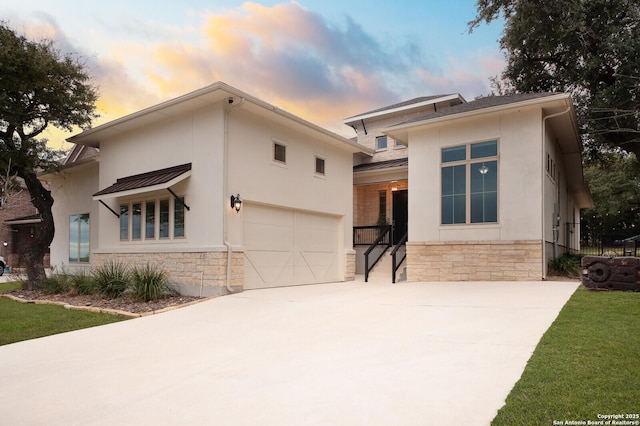 view of front of house with a garage