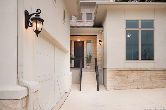 property entrance featuring a garage