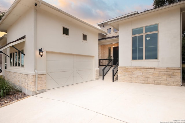 exterior space featuring a garage