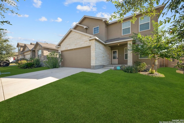 view of front of property featuring a front lawn