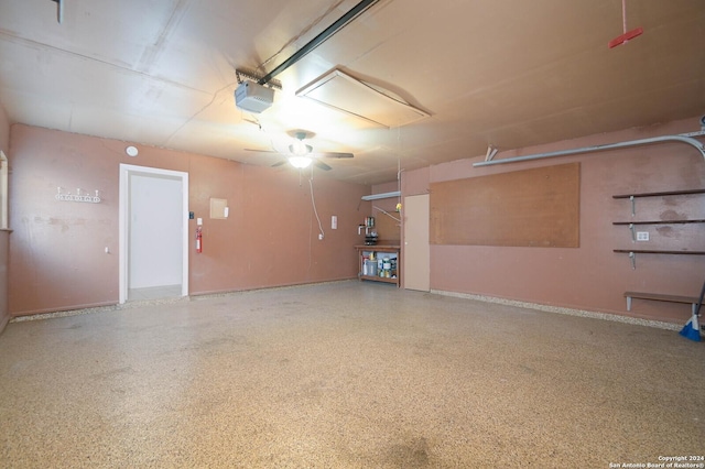 garage with a garage door opener