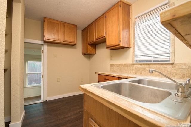 kitchen featuring dark hardwood / wood-style flooring and sink