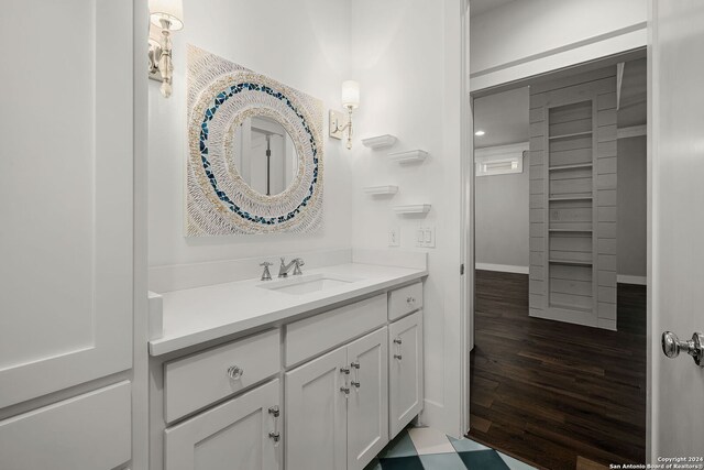 653 Center Grn, New Braunfels, TX 78130 - bathroom featuring vanity and hardwood / wood-style flooring