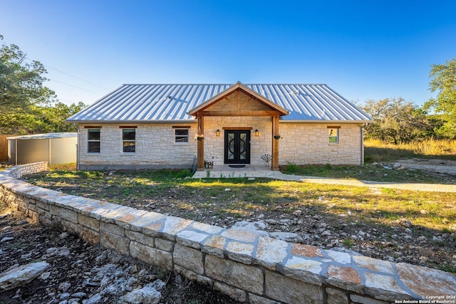 view of front of property featuring french doors