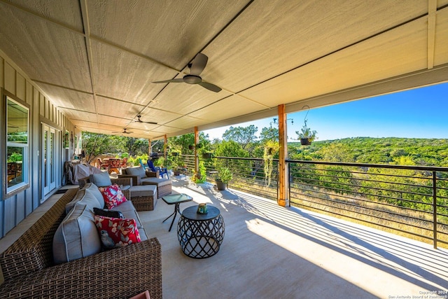 view of patio / terrace featuring an outdoor hangout area and ceiling fan