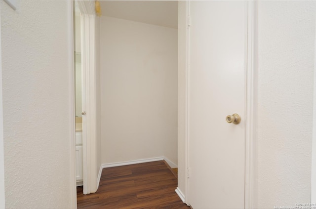 corridor featuring dark hardwood / wood-style flooring