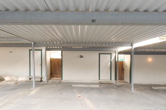 garage with a carport