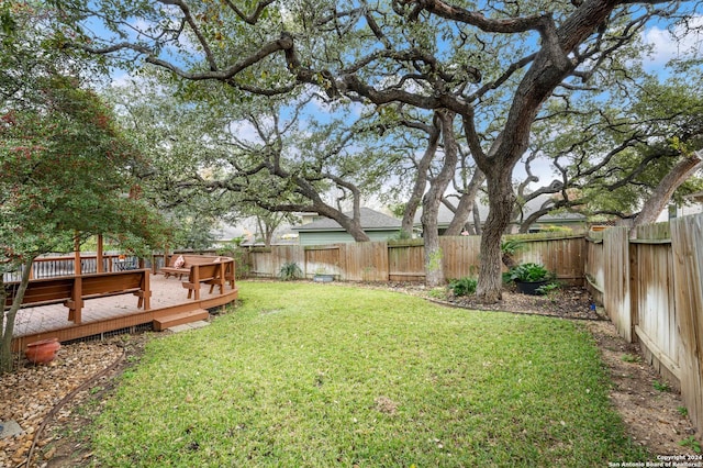 view of yard featuring a deck