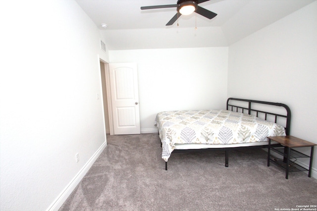 bedroom with carpet floors and ceiling fan