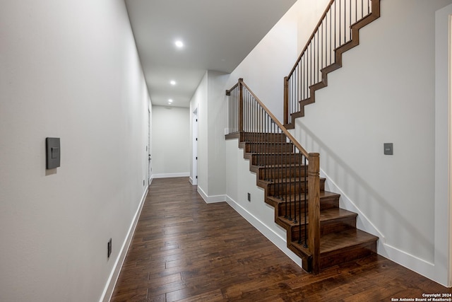 interior space with dark hardwood / wood-style floors